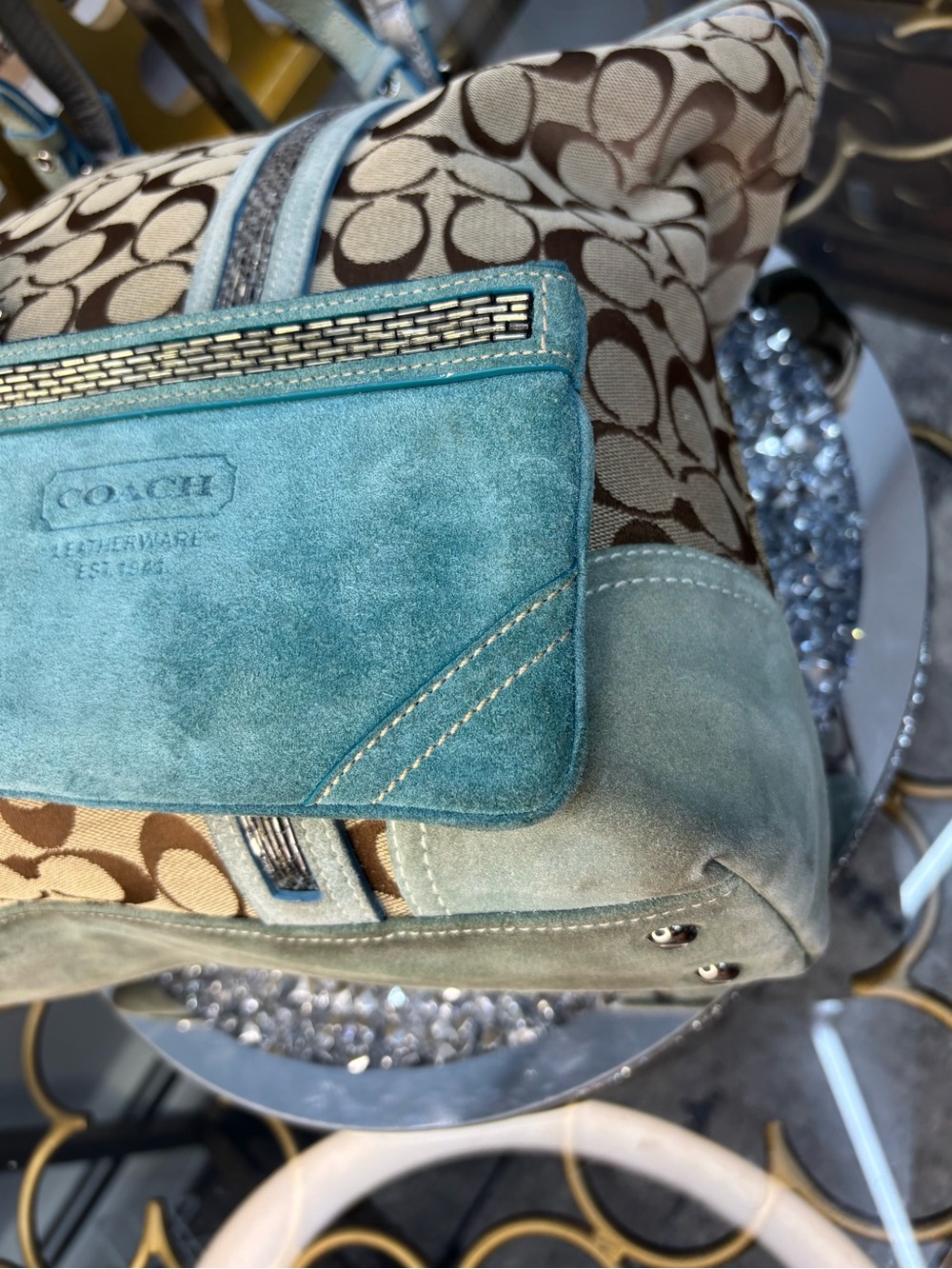 Coach 2005 vintage y2k Signature Gallery Beaded Tote w/ matching wallet GUC - Picture 15 of 17